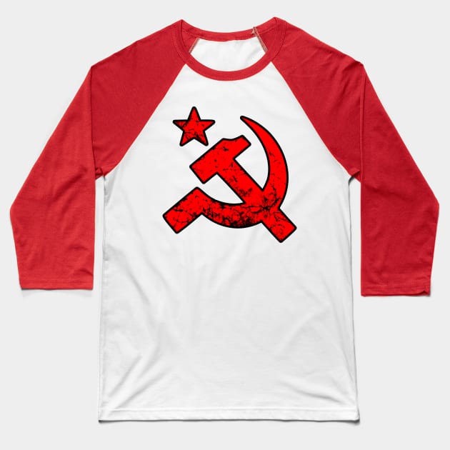 Vintage CCCP Hammer and Sickle Emblem Baseball T-Shirt by Scar